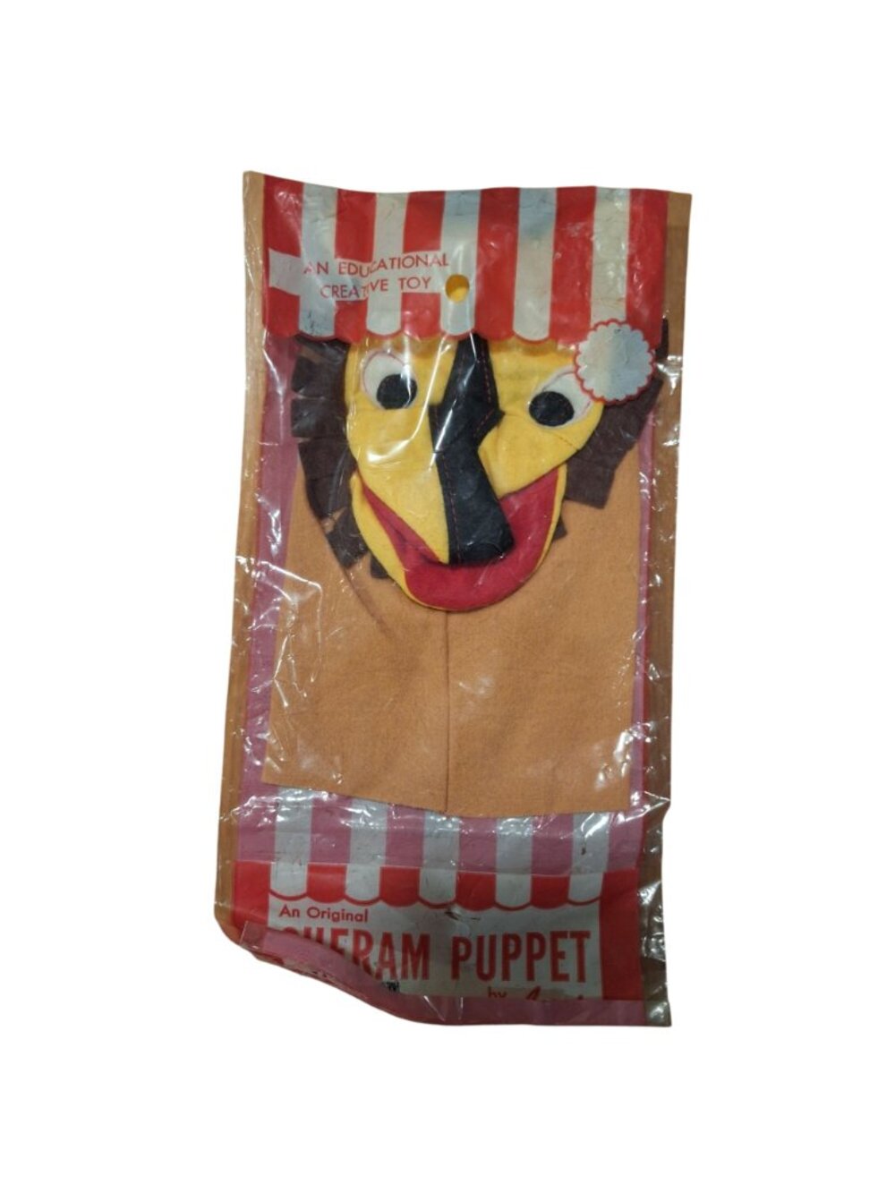 Sheram Felt Hand Puppet By Luci P10 Don Lion 9x5" Original Vintage Sealed - Picture 8 of 8